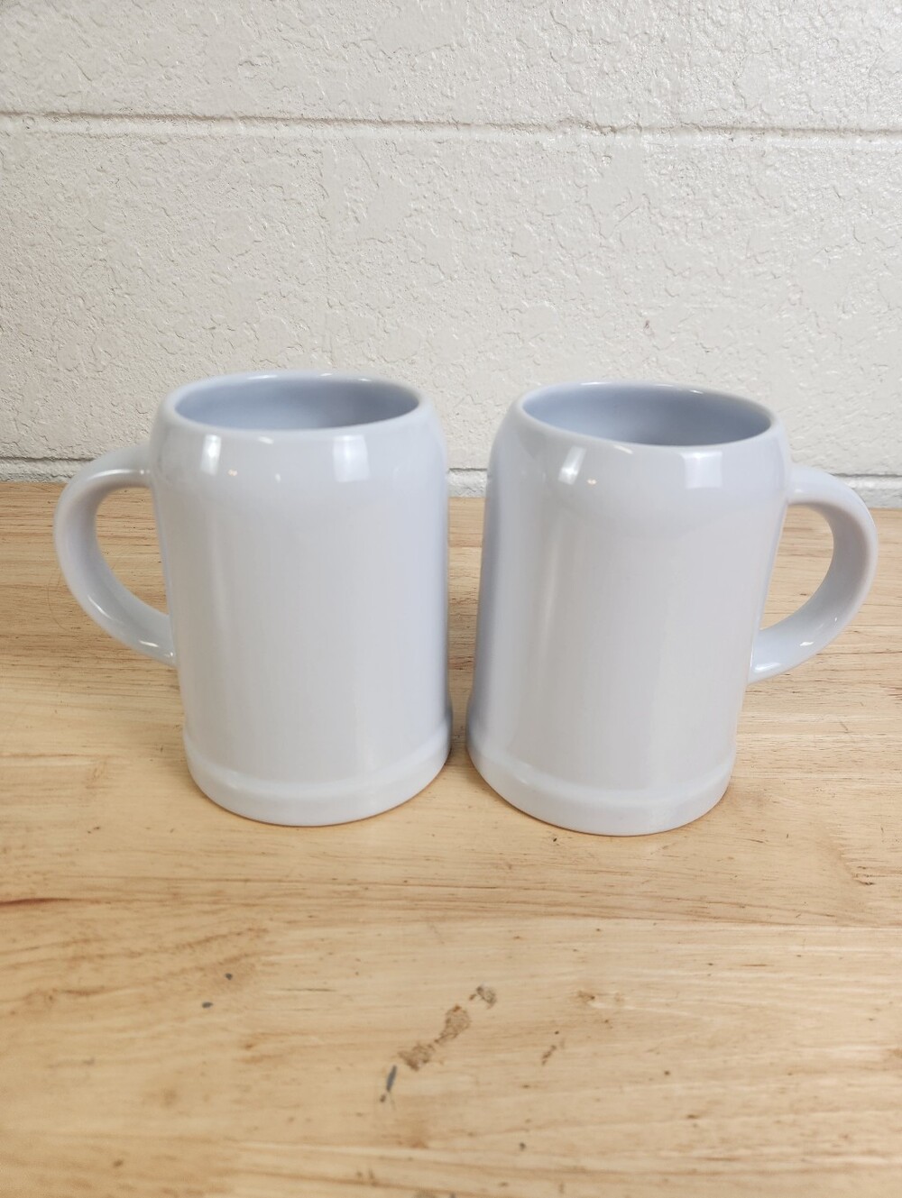 Waechtersbach Germany White Blank Ceramic Tankard Beer Stein Mug Set Of 2